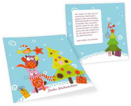  Christmas cards with fabric motifs 
