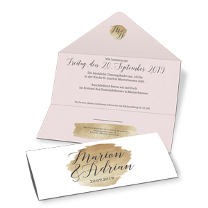 Hochzeitskarte in Briefumschlagoptik mit Aquarell Element online bestellen