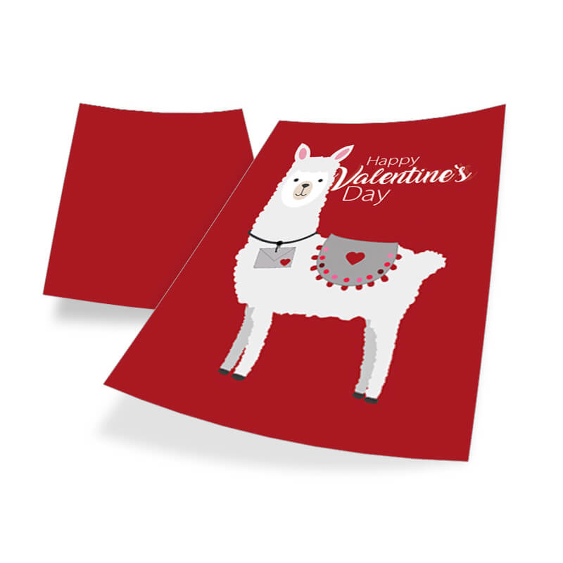 Süßes Alpaka auf wunderschöner Valentinstagskarte