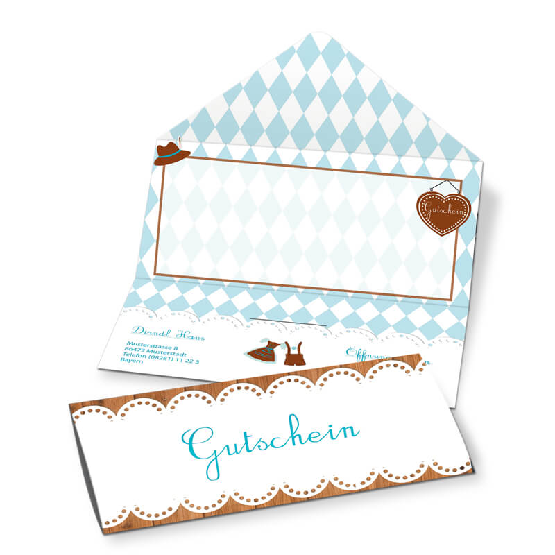 Da legst di nieda: Geschenkgutschein im urigen weiß-blauen Bayern-Stil