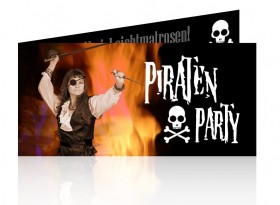 Faltblatt DIN lang quer 4 Seiten Einbruchfalz Piraten Party