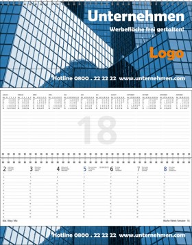 Der internationale Terminplaner mit 128 Seiten im den Kalendarium-Farben schwarz und blau.