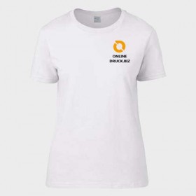 Gildan Premium-T-Shirt in Weiß, Druck 2-farbig