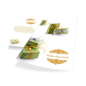 Nutzen Sie unsere Weihnachtspäckchen mit Schleife als freies Designelement für die Gestaltung Ihreres Weihnachtsflyers