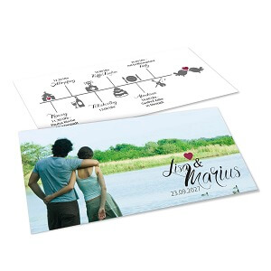 Bitte beachten Sie auch die witzige Rückseite dieser Hochzeitskarte, die Sie online gestalten können