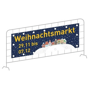 Weihnachtsmarkt-Banner mit Stadt-Illustration