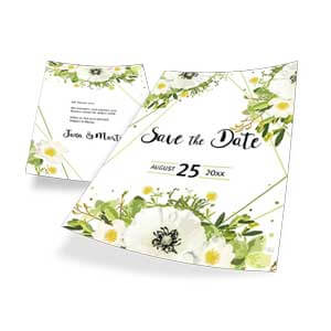 Gelb-grüne Save the Date Hochzeitskarten online gestalten und drucken
