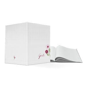 Hardcover-Gästebuch mit dezentem Cover mit floralem Motiv in A4