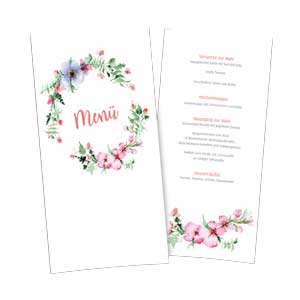 Blumenkranz-Menükarte für Ihre Hochzeitsfeier