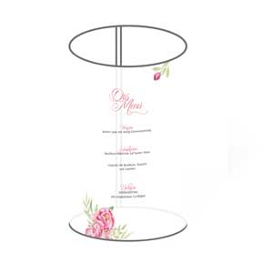 Windlicht-Menükarte im Pfingstrosen-Stil für Ihre Hochzeitstafel
