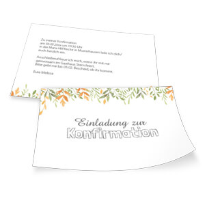 Konfirmations-Einladung mit dezenter floraler Illustration in erdigen Farben