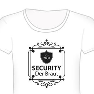 Sicher ist sicher: BC-Damen-Shirt mit Security Motiv für Brautjungfern zum JGA