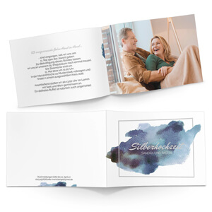 Modernes Aquarellelement auf Einladungskarte für Ihre Silberne Hochzeit