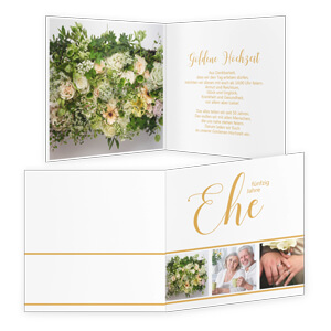 Goldene Hochzeit, goldenes Design: Edle Einladungskarte für Ihr Hochzeits-Jubiläum