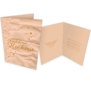 Einladungskarte zur Goldenen Hochzeit mit Papierstruktur im Hintergrund 