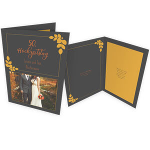Edle Hochzeitsjubiläums-Karte mit Gold-Elementen im kompakten Format A5