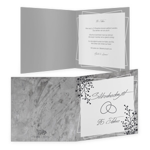 Dezente SW-Einladung mit wunderschöner Marmorstruktur für Ihr Hochzeitsjubiläum