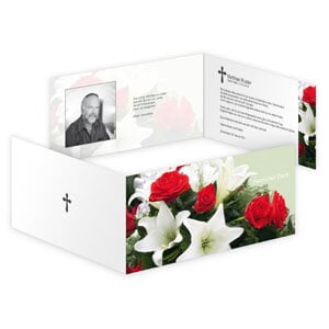 Blumen spenden Trost: Vierseitige Klappkarte für Trauerfälle