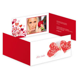 Lässt das Herz Ihrer Liebsten höher schlagen: Valentins-Klappkarte im eleganten DIN-Lang Format