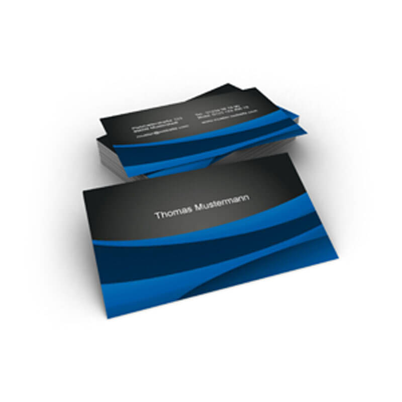 Sie wollen eine harmonische Visitenkarte in den Farben Blau und Schwarz online gestalten?