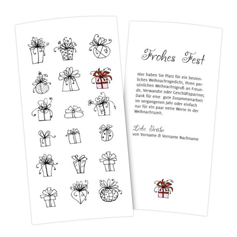 Originelle Weihnachtskarte mit kreativen Federzeichnungen als Geschenk-Madala