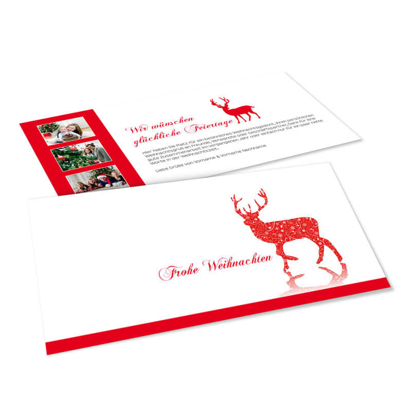 Super schöne Weihnachtskarte mit Fotostrecke auf der Rückseite online gestalten