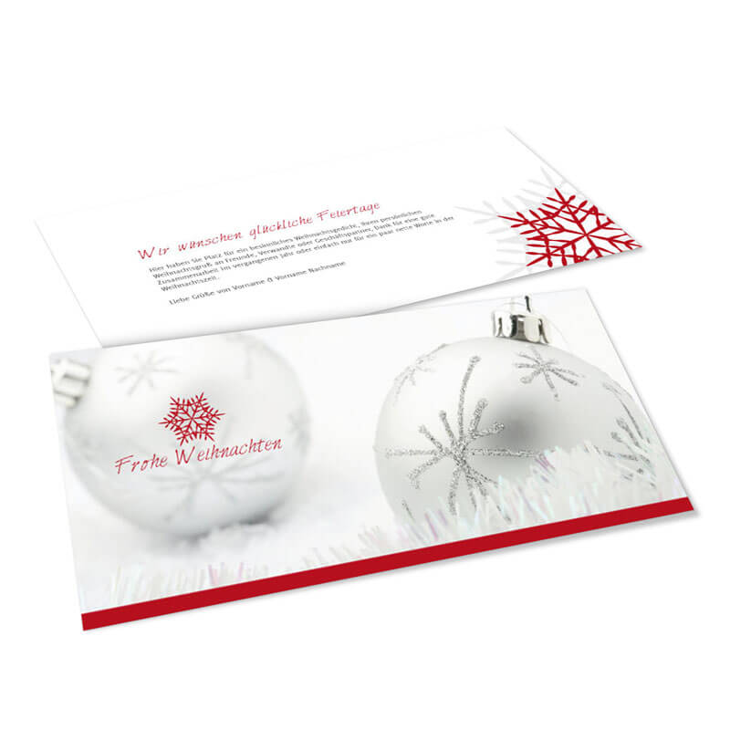 Schlichte silberne Weihnachtskarte mit Ihrer Unternehmensfarbe online gestalten
