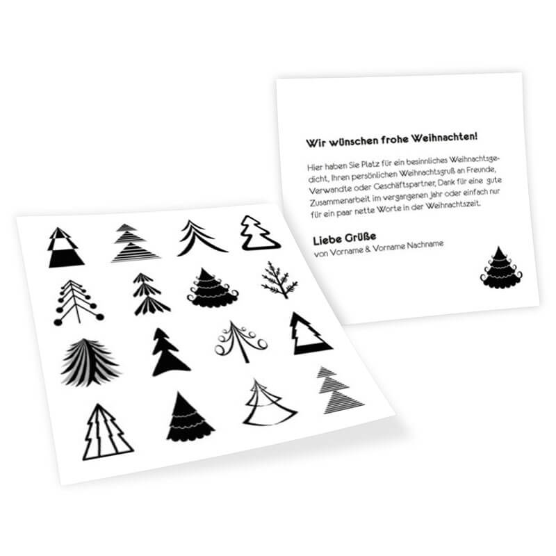 Das einzige Designelement dieser Weihnachtskarte ist die Form der Weihnachtsbäume