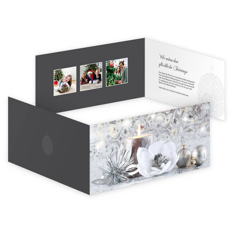 Gestalten Sie online eine besonders festliche Weihnachtskarte - hochglänzende Lackierung verfügbar