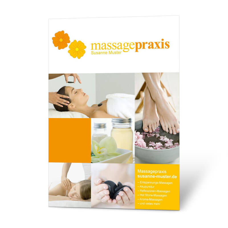 Plakat mit vielen Bildern für Ihre Massage-Praxis online gestalten