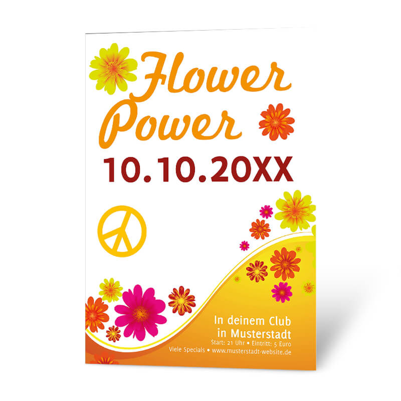 Trendiges Plakat Flower Power. Design-Vorlage exklusiv für die Kunden unserer Online-Druckerei