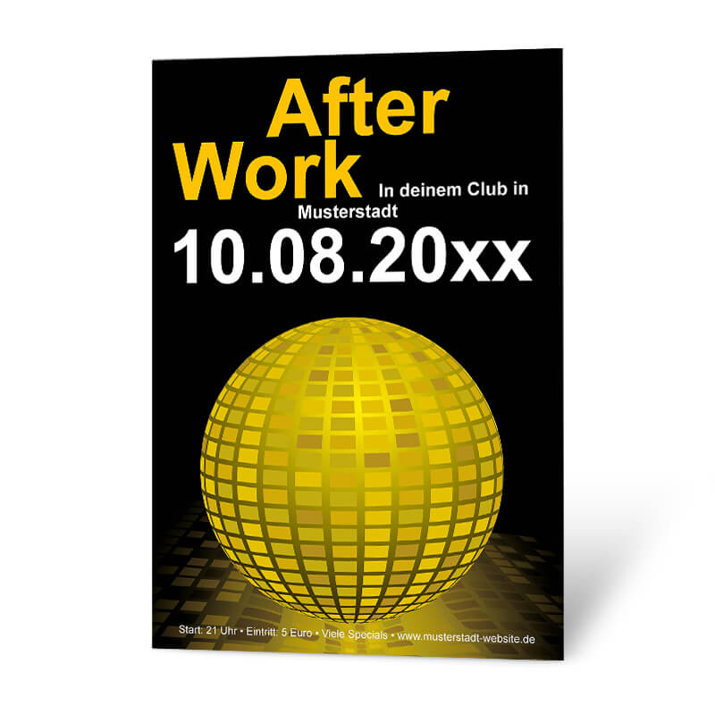 Plakat für Motto-Party After Work mit goldener Lichtkugel online einfach erstellen