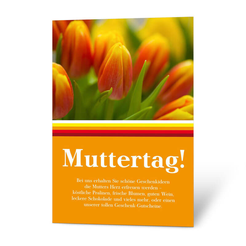 Dieses Muttertags-Plakat in warmem Orange ist auch für Restaurants sehr gut geeignet
