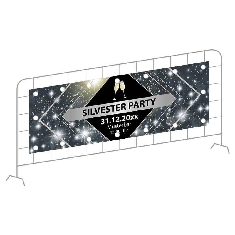 Robustes PVC-Banner mit stilvollem Silvester-Party-Motiv