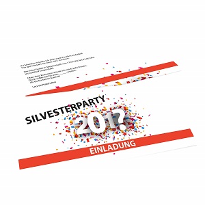 Verbreitet Partystimmung: Silvester-Einladungskarte in DIN Lang 