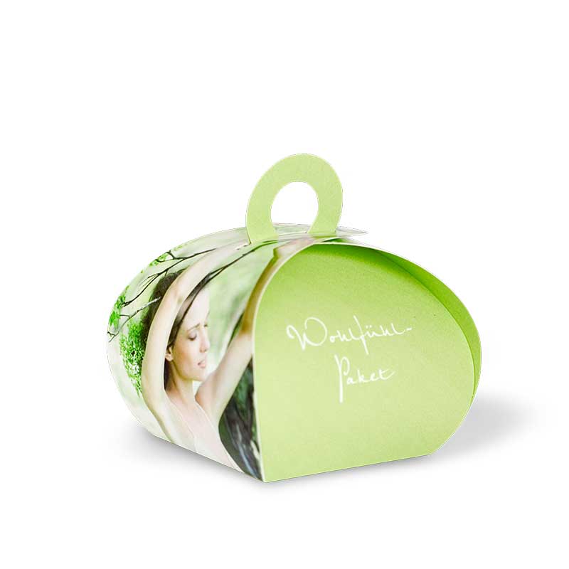 Wunderschöne Wellness-Geschenkbox in harmonischem Grün