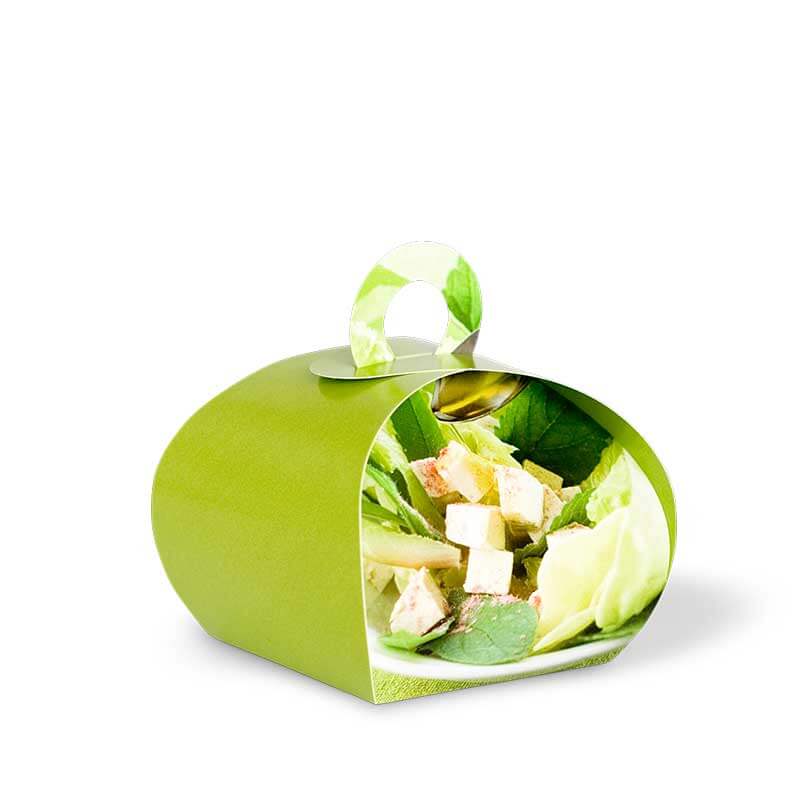 Grüne Fläche, grünes Bild: Geschenkverpackung mit frischem Salatmotiv