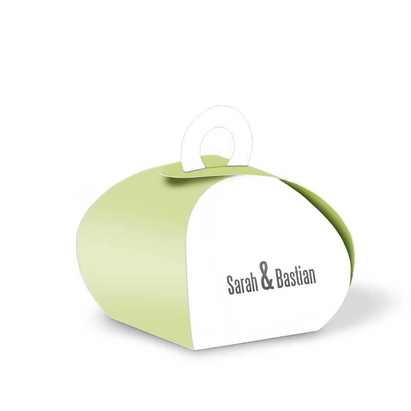 Verpackungsbox mit grüner Flächer für Hochzeits-Geschenke