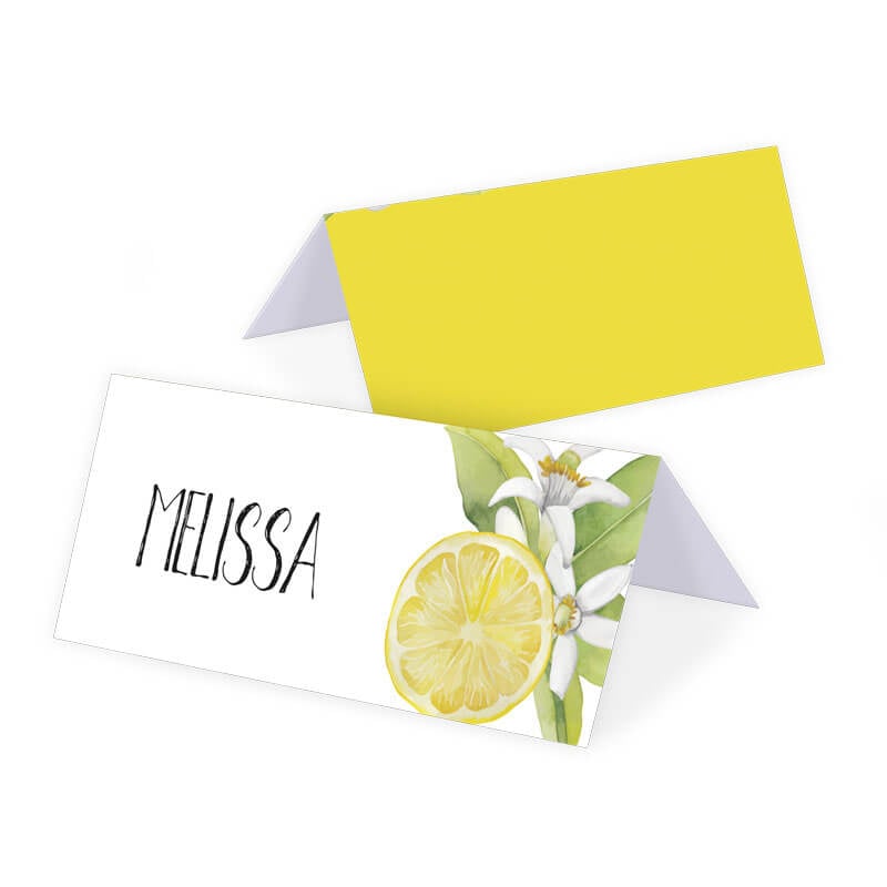 Hochzeits-Tischkarte im angesagten Zitronen-Design