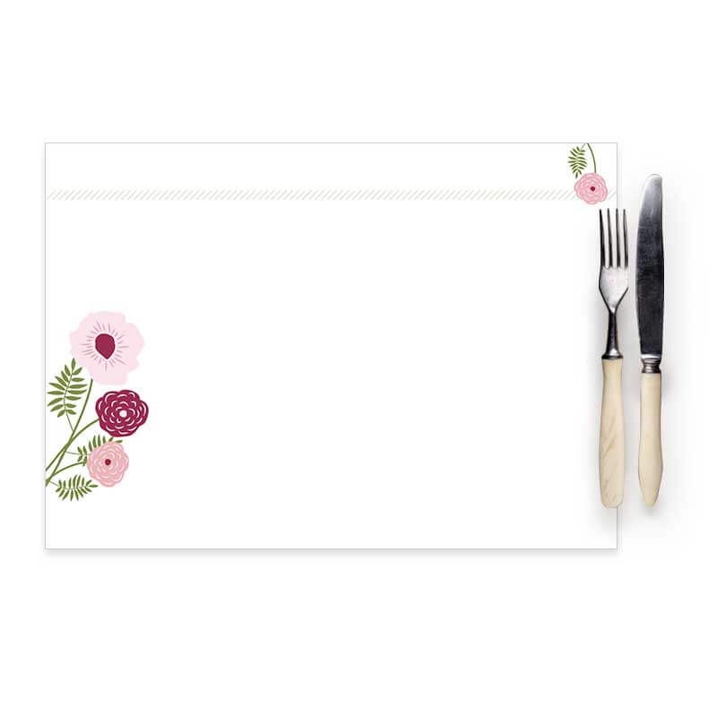 Tischset mit floralem Motiv für Ihre Hochzeitsfeier