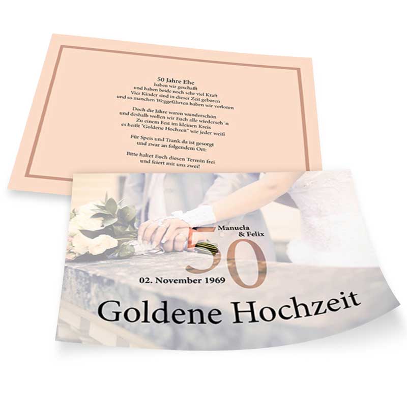 Einladung zur Goldenen Hochzeit mit abgesoftetem Hintergrundbild