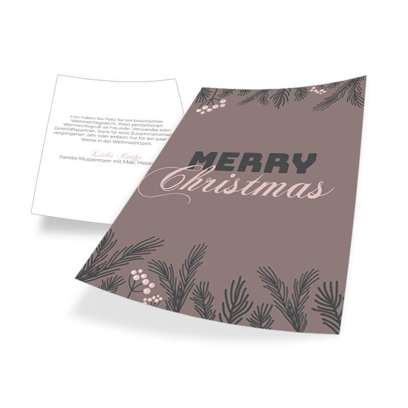 Merry Christmas: schlichte, elegante Grußkarte zu Weihnachten 