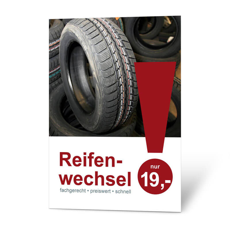 Zeit für den Reifenwechsel - Plakat für Ihre Autowerkstatt