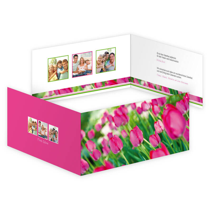 Tulpen-Motiv auf wunderschöner Oster-Einladungs-Klappkarte