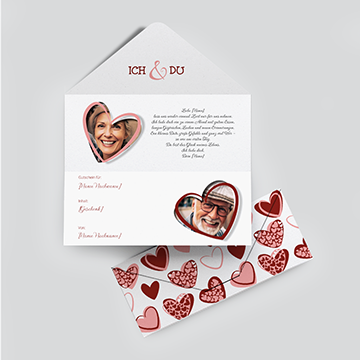 Gutschein in Briefumschlagoptik Liebe