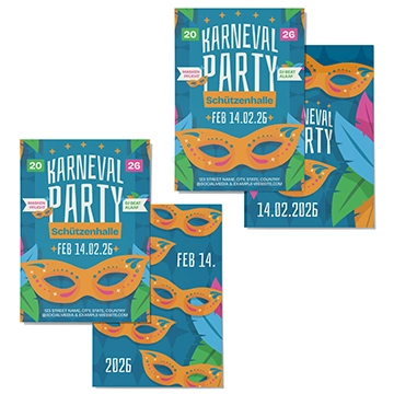 Karneval Flyer Sortendruck