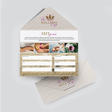 Gutschein in Briefumschlagoptik Wellness 