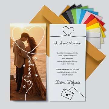 Valentinskarte "I love you" mit Briefumschlag