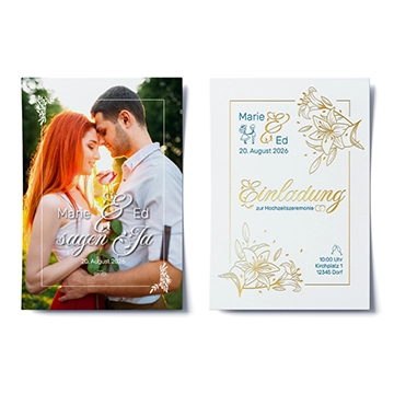 Karte Metallicfolienkaschierung Hochzeit drucken