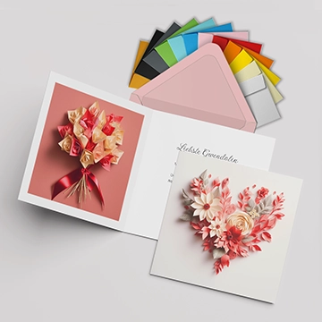 Valentinsklappkarte "Origami" quadratisch mit Briefumschlag